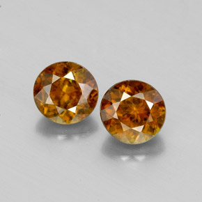 Gemas de esfena naranja natural de  ct, corte redondo, VS-SI