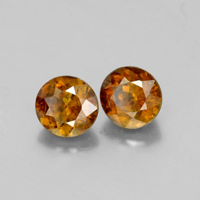 Gemas de esfena naranja natural de  ct, corte redondo, VS-SI