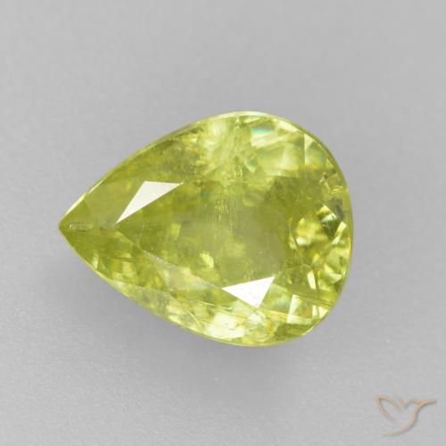 1.49ct Natural Amarillo limón esfena, En forma de pera, SI