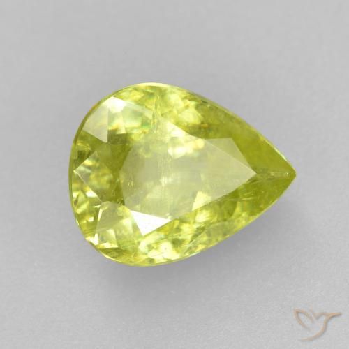 esfena Amarillo limón natural de 1.49 ct, En forma de pera, SI