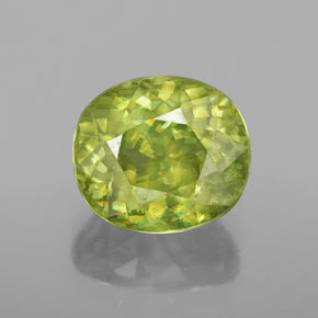 Esfena verde natural de 3,40 ct, corte óvalo, SI