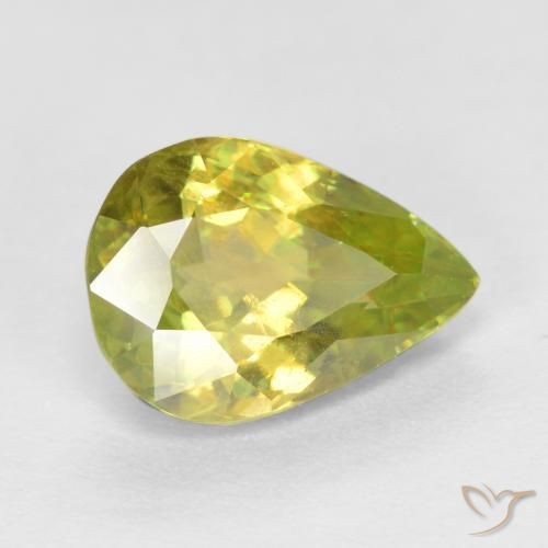 esfena Amarillo medio natural de 1.93 ct, En forma de pera, VS