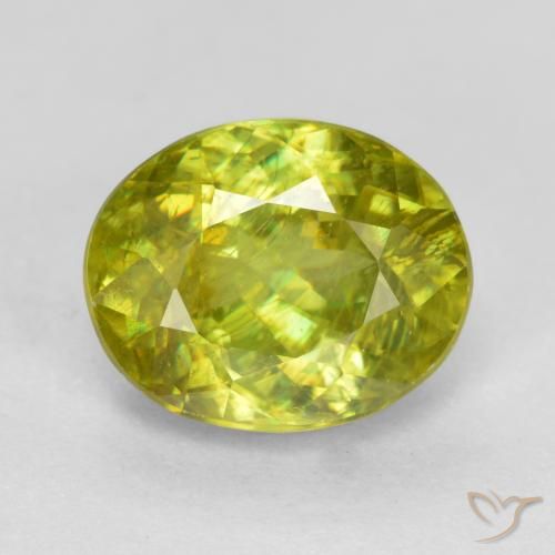 1.74ct Natural Amarillo  verdoso esfena, Ovalada, SI