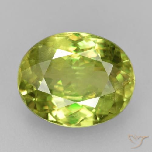 Esfena verde natural de 3,72 ct, corte óvalo, VS