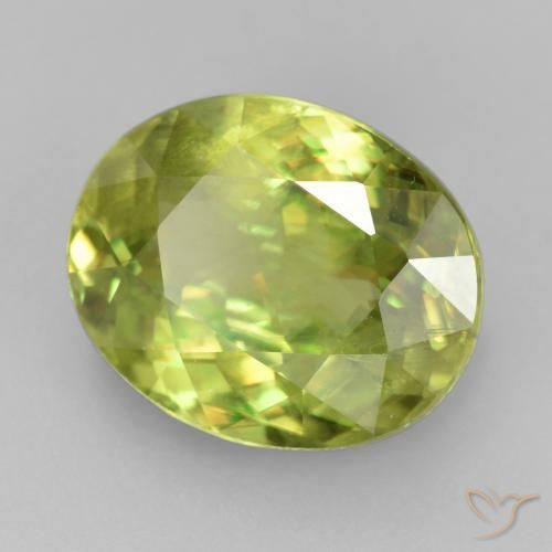 Esfena verde natural de 3,72 ct, corte óvalo, VS