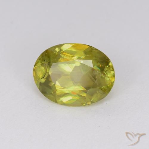 esfena Amarillo limón natural de 1.80 ct, Ovalada, SI