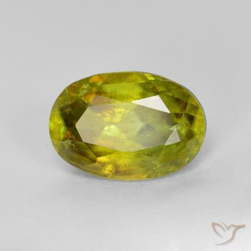 esfena Amarillo medio natural de 1.40 ct, Ovalada, SI