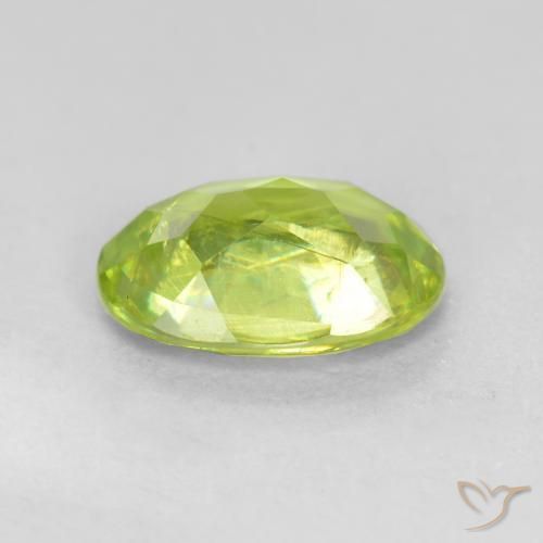 esfena Verde amarillento intenso natural de 0.98 ct, Ovalada, VS-SI