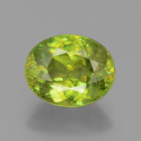 Esfena Verde dorado natural de 3.12 ct, Corte Óvalo, VVS-VS