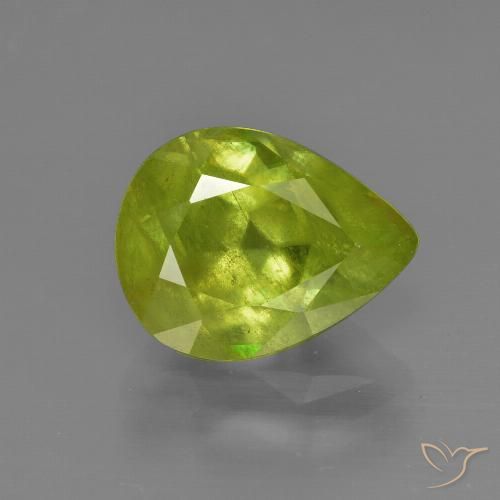 3.09ct Natural Verde vivo esfena, En forma de pera, SI