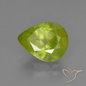 esfena Verde vivo natural de 3.09 ct, En forma de pera, SI