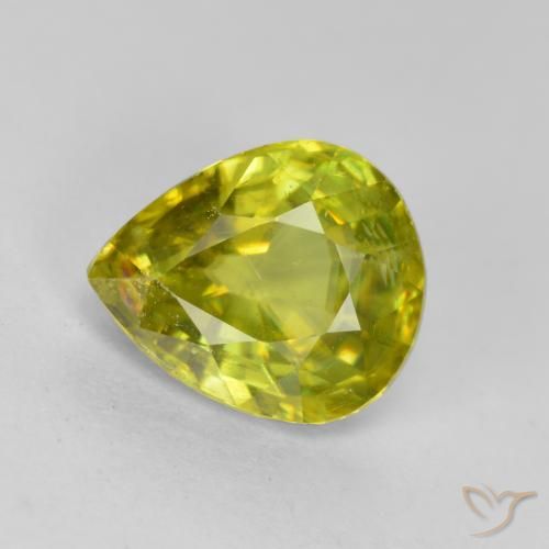 1.56ct Natural Verde bosque cálido esfena, En forma de pera, VS-SI