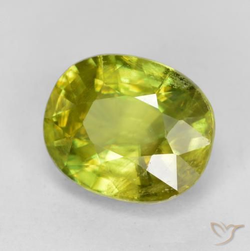 esfena Verde medio natural de 1.75 ct, Ovalada, VS-SI