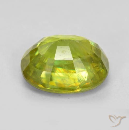 esfena Verde medio natural de 1.75 ct, Ovalada, VS-SI