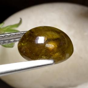 Esfena dorado verdoso natural de 2,92 ct, corte óvalo, translúcido