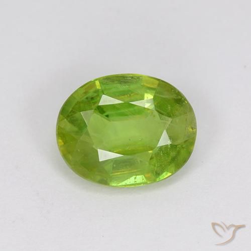 1.14ct Natural Verde medio esfena, Ovalada, VS