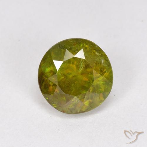 0.95ct Natural Verde amarillento esfena, Redondo, VS-SI