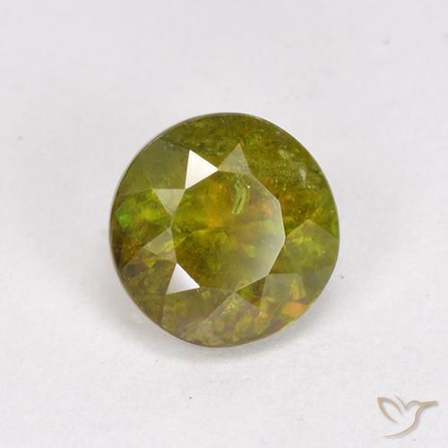 esfena Verde amarillento natural de 0.95 ct, Redondo, VS-SI