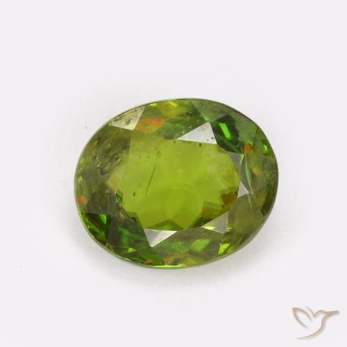 0.92ct Natural Verde bosque esfena, Ovalada, VS-SI