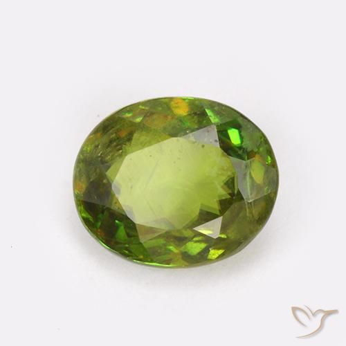 esfena Verde bosque natural de 0.92 ct, Ovalada, VS-SI