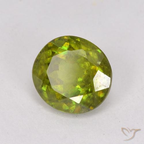 esfena Verde bosque cálido natural de 0.95 ct, Ovalada, VS-SI