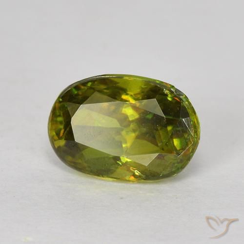esfena Verde bosque natural de 0.73 ct, Ovalada, VS