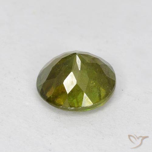 esfena Verde terroso natural de 0.70 ct, Redondo, VS-SI