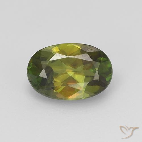 0.89ct Natural Verde oscuro medio esfena, Ovalada, VVS-VS