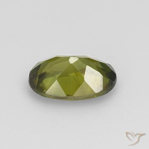 esfena Verde oscuro medio natural de 0.89 ct, Ovalada, VVS-VS