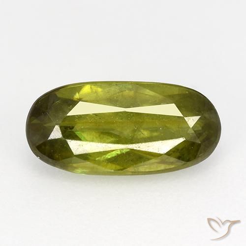 0.95ct Natural Verde oscuro esfena, Ovalada, VS-SI