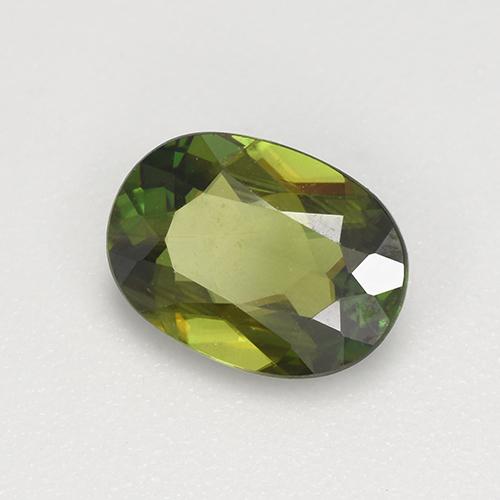 Esfena verde natural de 1,07 ct, corte óvalo, VVS-VS