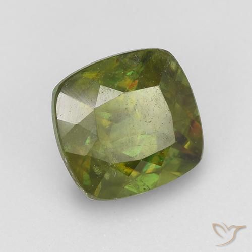 esfena Verde terroso natural de 1.11 ct, Forma Cojín, VS-SI