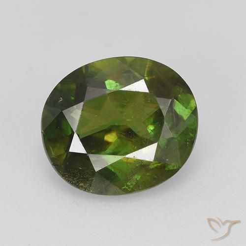 1.73ct Natural Verde medio esfena, Ovalada, VS-SI