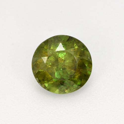 Esfena Verde medio natural de 0.96 ct, Corte Redondo, VS-SI