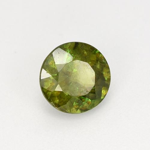 Esfena Verde medio natural de 0.96 ct, Corte Redondo, VS-SI