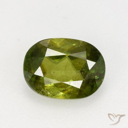 0.81ct Natural Verde oscuro medio esfena, Ovalada, VS-SI