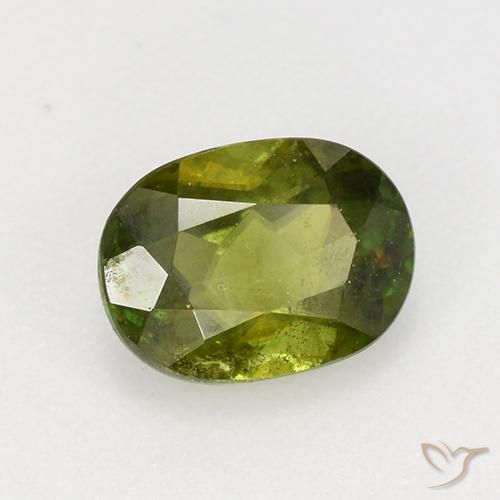 esfena Verde oscuro medio natural de 0.81 ct, Ovalada, VS-SI