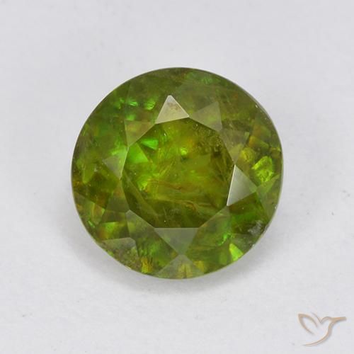 Esfena verde natural de 1,21 ct, corte redondo, VS-SI