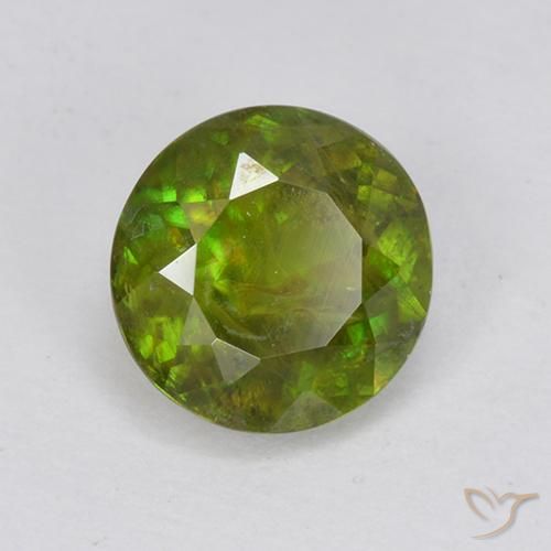 Esfena verde natural de 1,21 ct, corte redondo, VS-SI