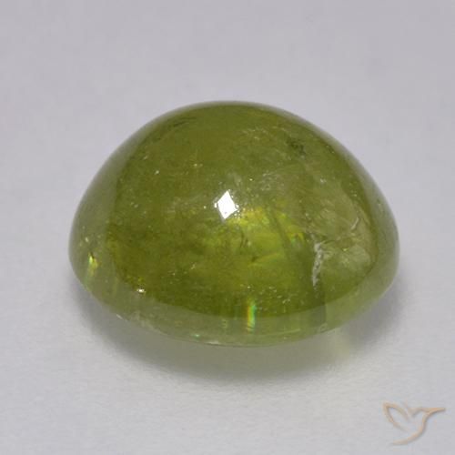 esfena Verde bosque natural de 3.24 ct, Redondo, Translúcido