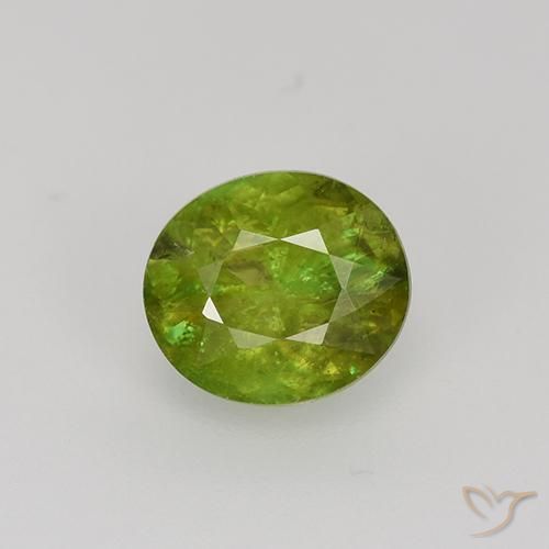 1.19ct Natural Verde bosque esfena, Ovalada, VS-SI