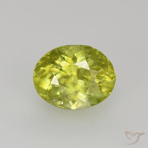 1.18ct Natural Amarillo limón esfena, Ovalada, VS-SI