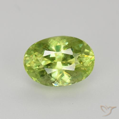 Esfena verde natural de 1,34 ct, corte óvalo, VS-SI