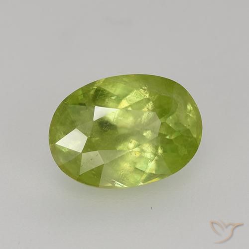 esfena Amarillo limón claro natural de 1.19 ct, Ovalada, VS-SI
