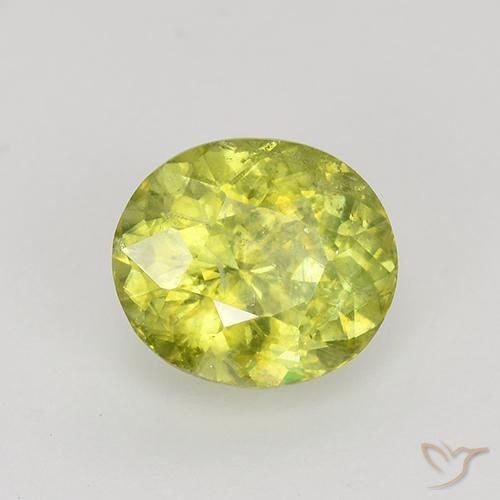 esfena Amarillo medio natural de 1.12 ct, Ovalada, VS-SI