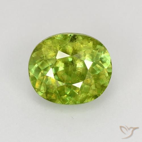 1.08ct Natural Verde amarillento intenso esfena, Ovalada, VS-SI