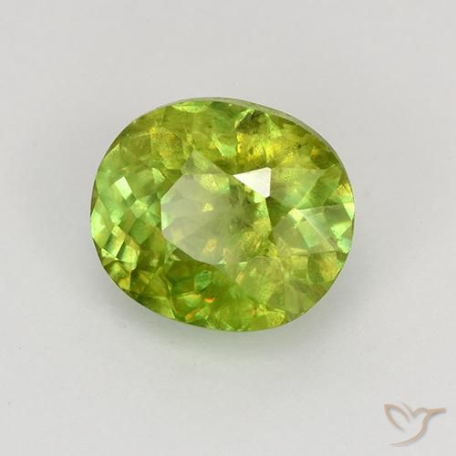 esfena Verde amarillento intenso natural de 1.08 ct, Ovalada, VS-SI
