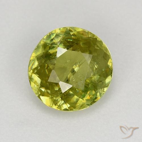 1.13ct Natural Verde medio esfena, Redondo, VS-SI