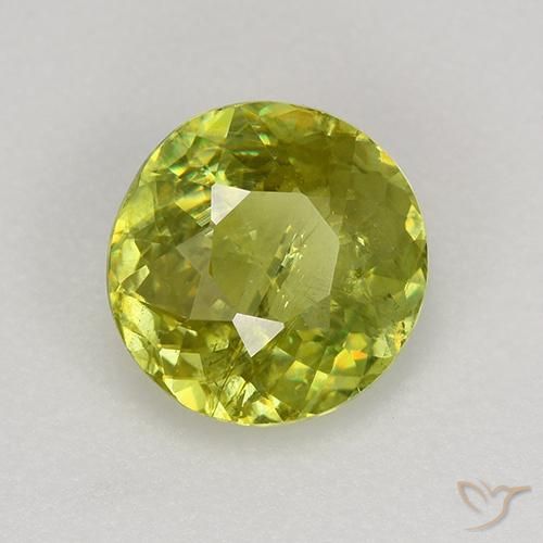 esfena Verde medio natural de 1.13 ct, Redondo, VS-SI