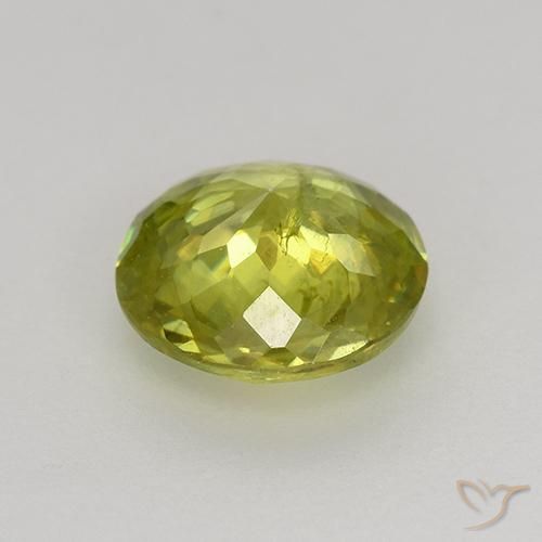 esfena Verde medio natural de 1.13 ct, Redondo, VS-SI